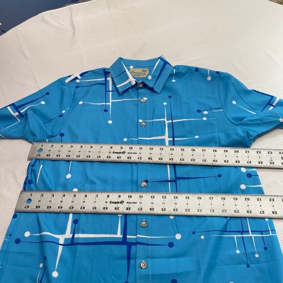 Royaura Hawaiian Men’s Blue Geometric Button Up Shirt Size Large - Picture 3 of 5